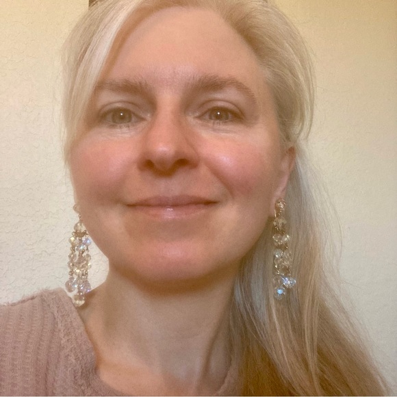 Vintage clip earrings dangly sparkly crystal 1950s romantic - Picture 4 of 4